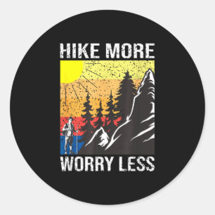 Hike vintage hiking more worry less for hiking classic round sticker