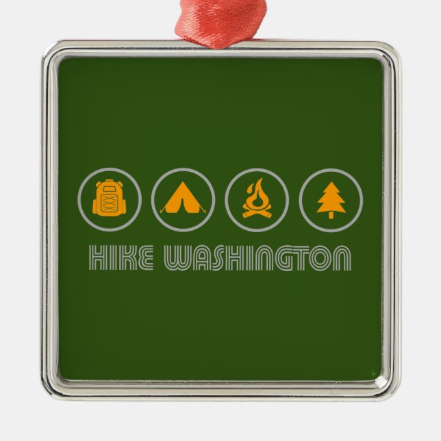Hike Washington Metal Tree Decoration (Front)