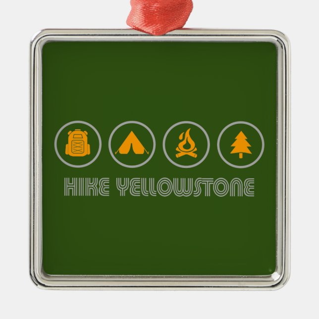 Hike Yellowstone Metal Tree Decoration (Front)