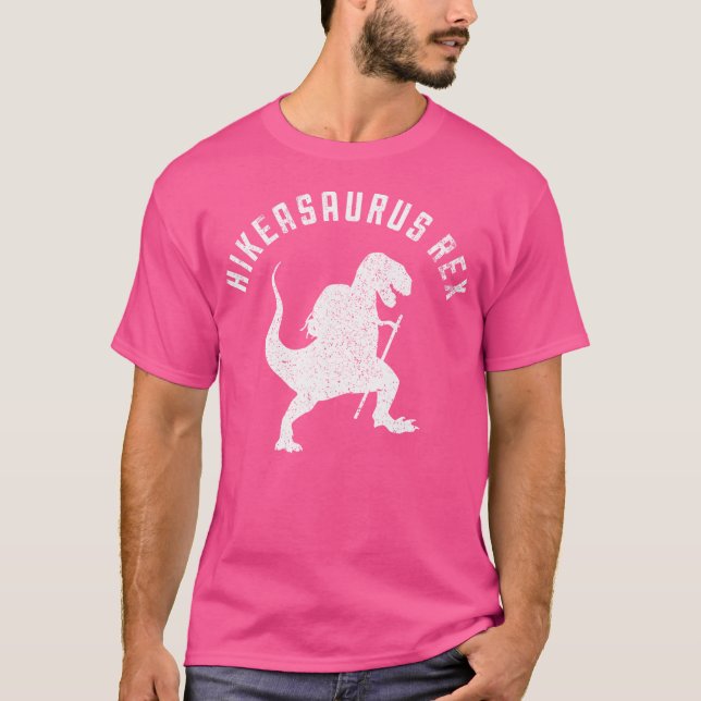 Hikeasaurus Rex Funny Dinosaur T Rex Hiking T-Shirt (Front)