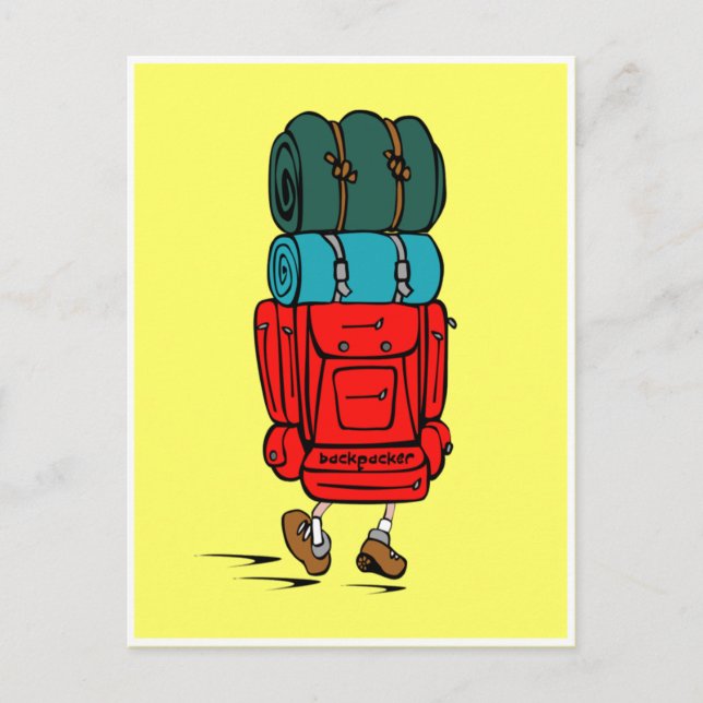 Hiker Backpacker with enormous Backpack Postcard (Front)
