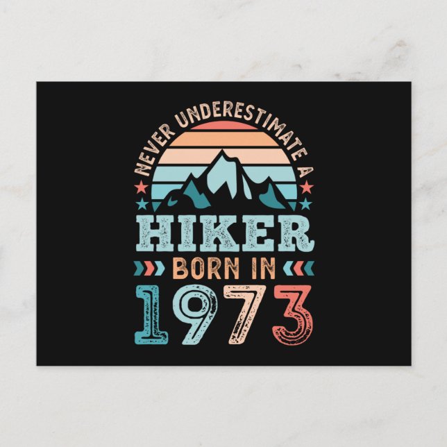Hiker born in 1973 50th Birthday Hiking Retro Gift Postcard (Front)