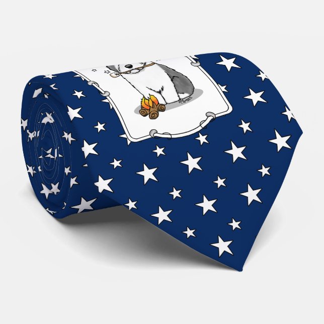 Hiker Camper Old English Sheepdog Dog Grey 1 Tie (Rolled)