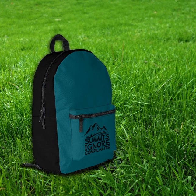 Hiker camping humor black blue teal printed backpack (Creator Uploaded)