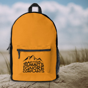 Hiker camping humor black orange printed backpack