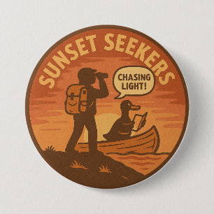 Hiker Duck Canoe Sunset Horizon Nature 7.5 Cm Round Badge