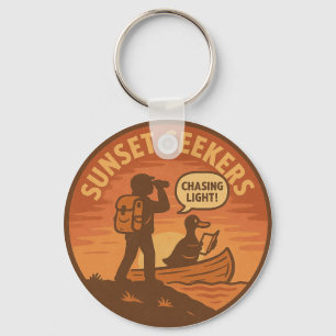 Hiker Duck Canoe Sunset Horizon Nature Key Ring