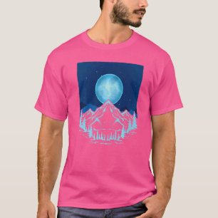 Hiker Full Moon Forest Mountain Hiking Moonlight N T-Shirt