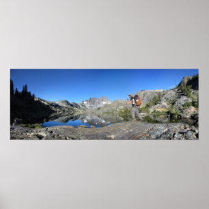 Hiker Garnet Lake and Banner Peak John Muir Trail Poster