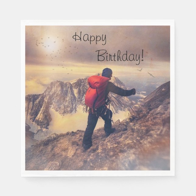 Hiker Happy Birthday Napkin (Front)