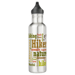 Hiker Hiking Word Cloud Water Bottle