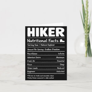 Hiker nutritional facts nature camping adventure card