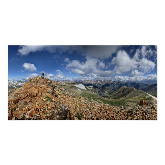 Hiker on Mt Belford - Collegiate Peaks - Colorado Poster (Front)