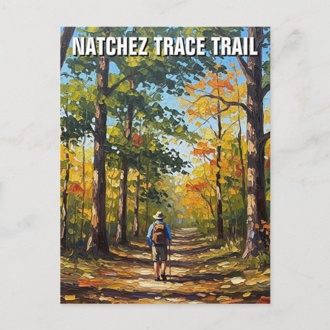 Hiker on Natchez Trace Trail Postcard (Front)