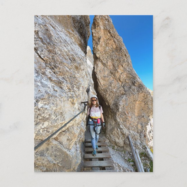 hiker on via ferrata postcard (Front)