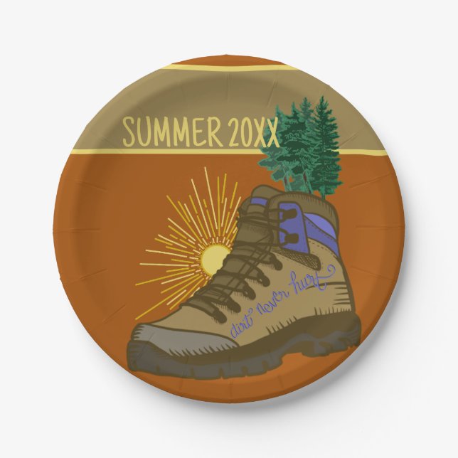 Hiker Personalised Camping Picnic Paper Plate (Front)