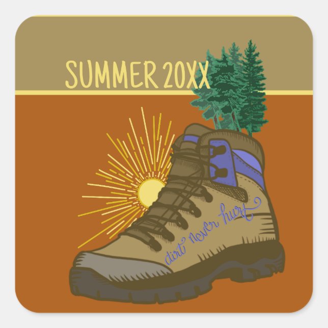 Hiker Personalised Camping  Square Sticker (Front)