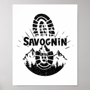 Hiker Savognin Switzerland Hiking Vacation Poster