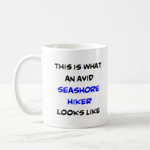 hiker seashore, avid coffee mug