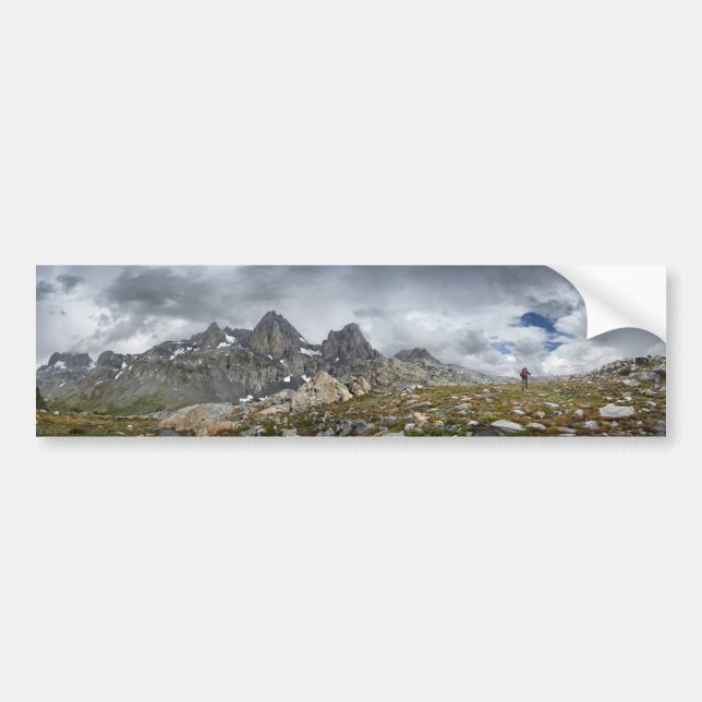 Hiker under the MInarets - Sierra Bumper Sticker (Front)