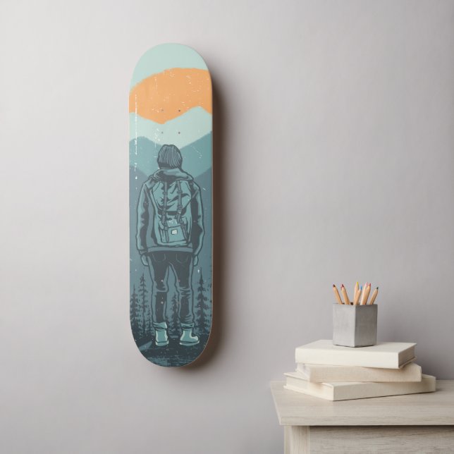 Hiker Woman Mountain Sunset Adventure Skateboard (Wall Art)