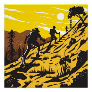 Hikers Taking the Mist Trail in Yosemite WPA  Poster