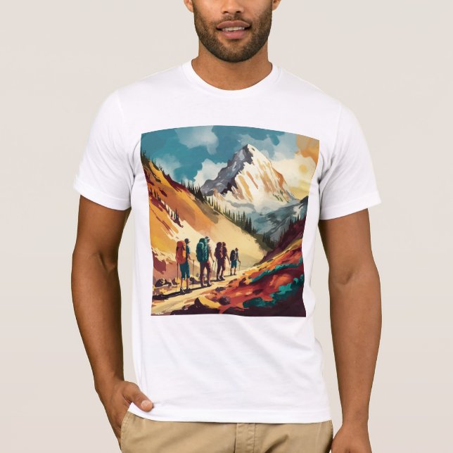 Hiking Adventure in the Mountains Backpacking T-Shirt (Front)
