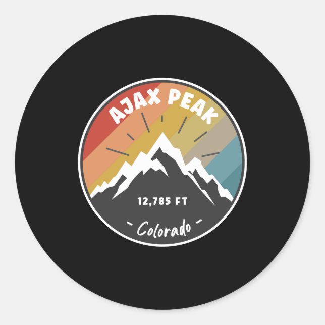 Hiking Ajax Peak Colorado Classic Round Sticker (Front)