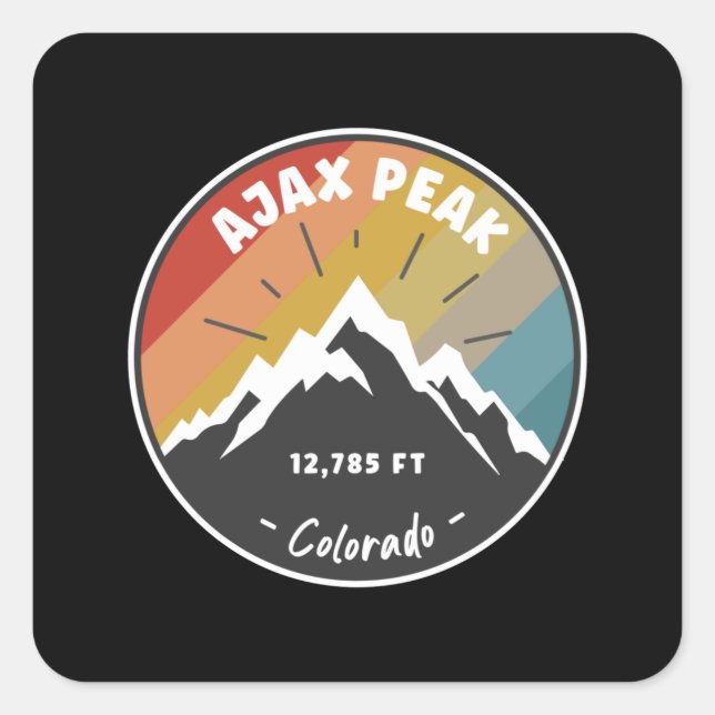 Hiking Ajax Peak Colorado Square Sticker (Front)