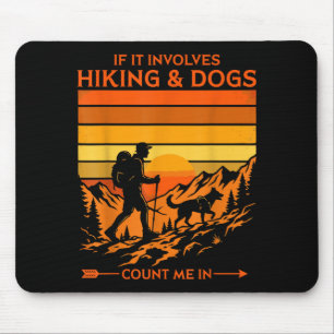 Hiking & dogs count me in retro sunset hiker mouse pad