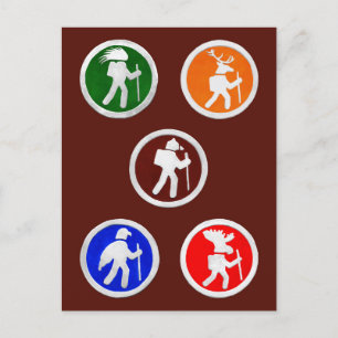 Hiking Animal Trail Markers Postcard