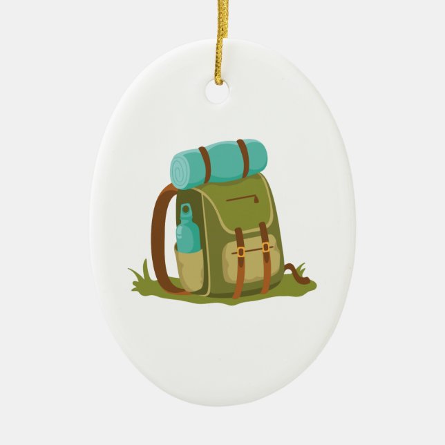 Hiking Backpack Ceramic Tree Decoration (Front)