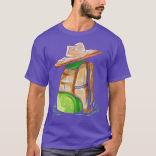 Hiking Backpack With Hat For Camping T-Shirt