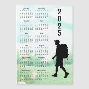 Hiking Backpacking 2025 Calendar Magnetic Card