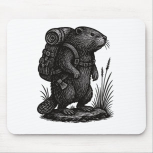 Hiking Beaver Backpacking Animals Funny Cottagecor Mouse Pad