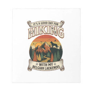 Hiking Belgian Laekenois Dog Mountain Sunset Fores Notepad