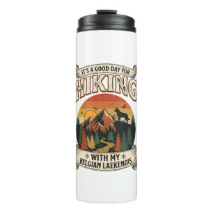 Hiking Belgian Laekenois Dog Mountain Sunset Fores Thermal Tumbler