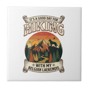 Hiking Belgian Laekenois Dog Mountain Sunset Fores Tile