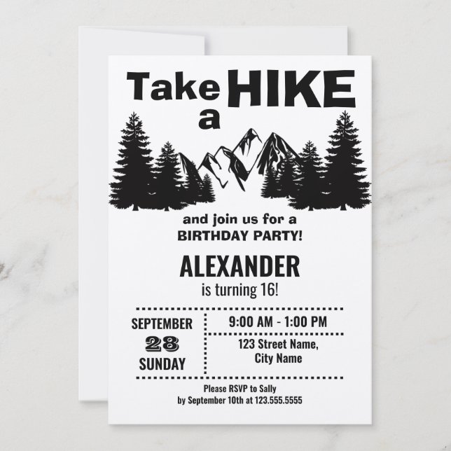 Hiking Birthday Party Invitation (Front)