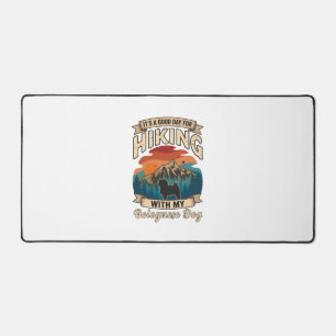 Hiking Bolognese Dog Mountains Sunset Desk Mat