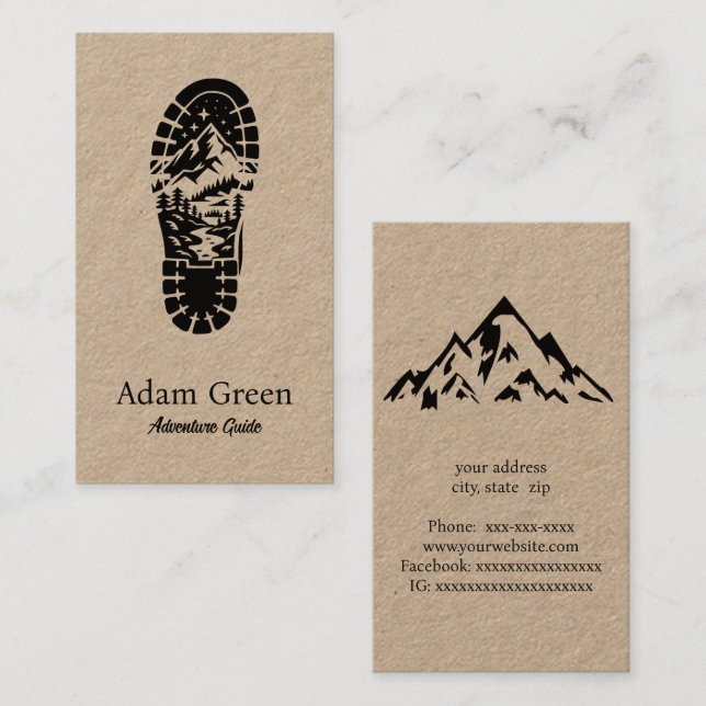 Hiking boot silhouette business card (Front/Back)