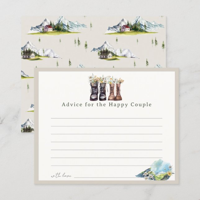 Hiking Boots Couples Shower Advice Cards (Front/Back)