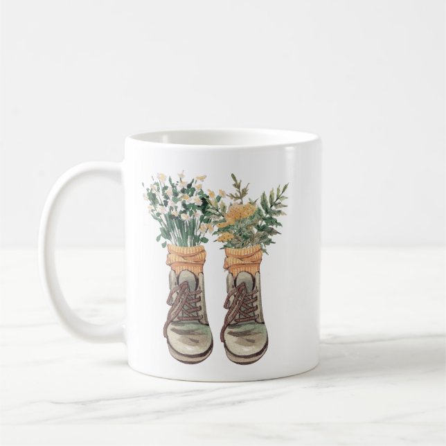 Hiking Boots & Wildflowers Coffee Mug (Left)