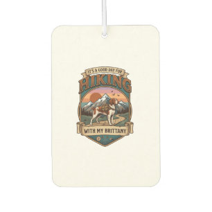 Hiking Brittany Dog Backpack Mountains Car Air Freshener