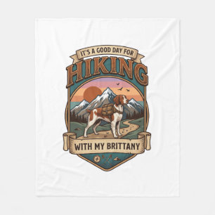 Hiking Brittany Dog Backpack Mountains Fleece Blanket