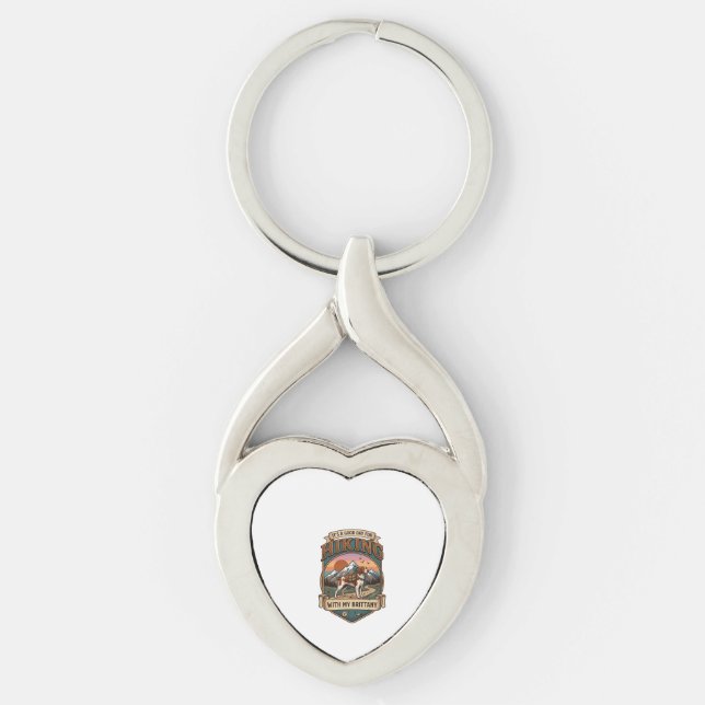 Hiking Brittany Dog Backpack Mountains Key Ring (Front)