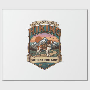 Hiking Brittany Dog Backpack Mountains Wrapping Paper