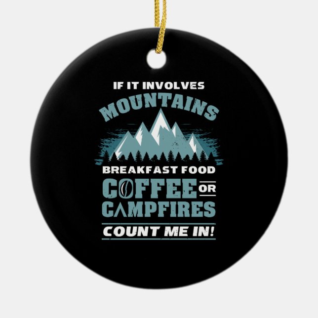 Hiking Camping Coffee Ceramic Tree Decoration (Front)