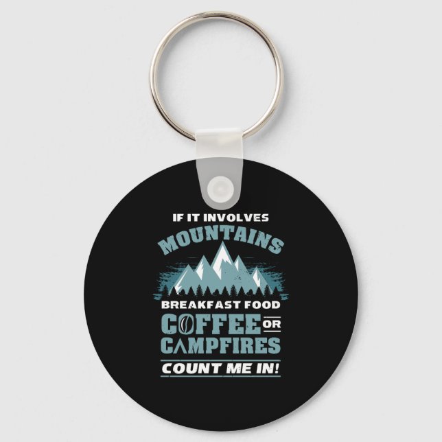 Hiking Camping Coffee Key Ring (Front)