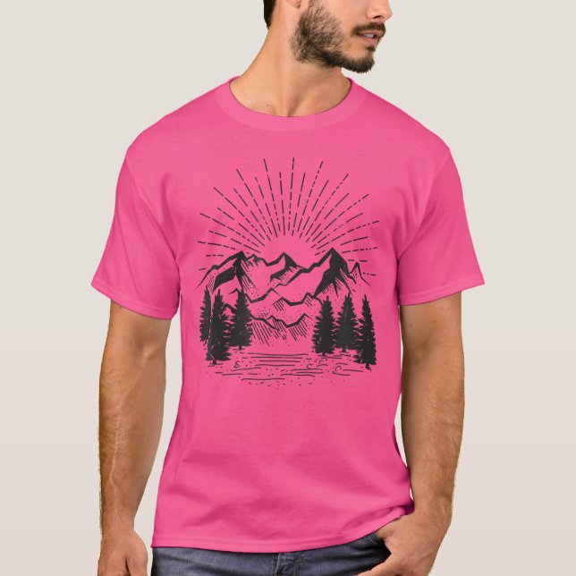 Hiking Camping Nature Adventure Lover Minimal Retr T-Shirt (Front)